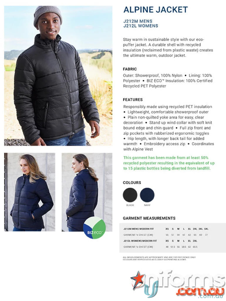 Biz Collection J212M Alpine Puffer Jacket