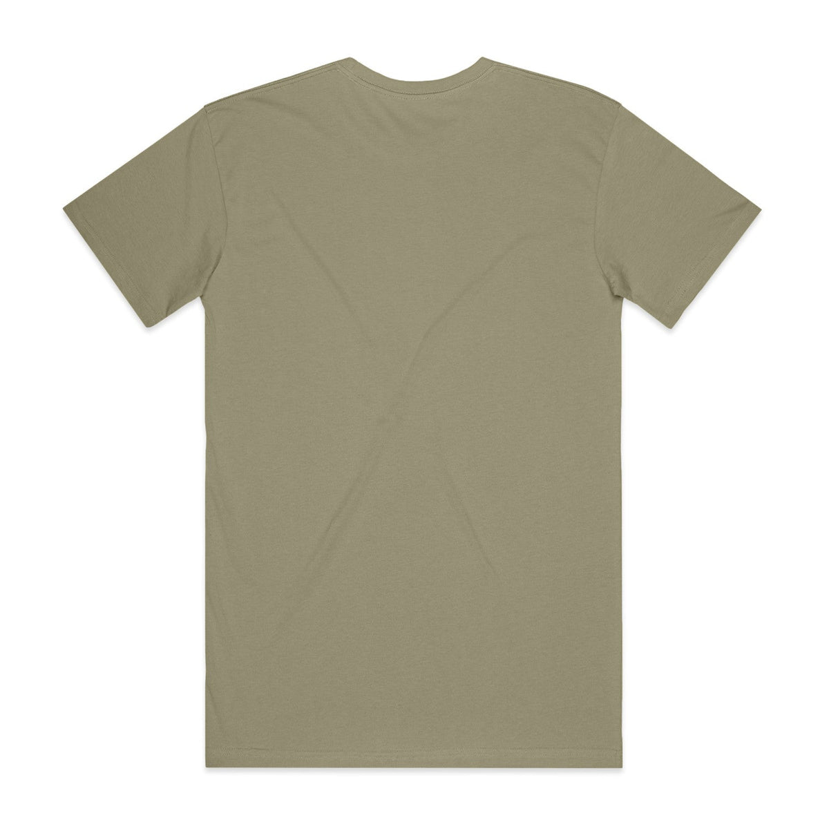 Olive green crew neck t-shirt with short sleeves and a relaxed fit.