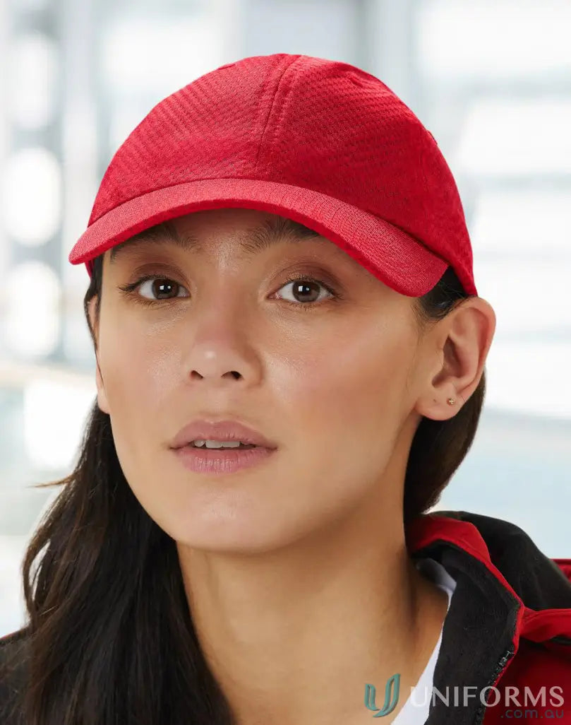 Winning Spirit CH20 Athletic Mesh Cap in Red