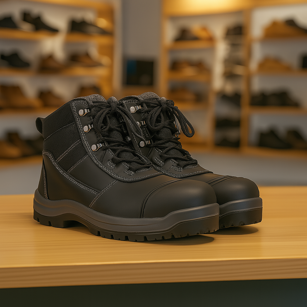 9H8 safety boots 9H8 Atrax Heavy-Duty Zip Safety Boot in Black/Grey front product image