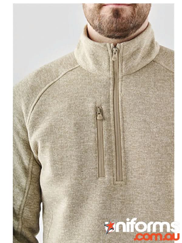 Beige Avalanche ¼ Zip Pullover in recycled polyester with zippered chest pocket