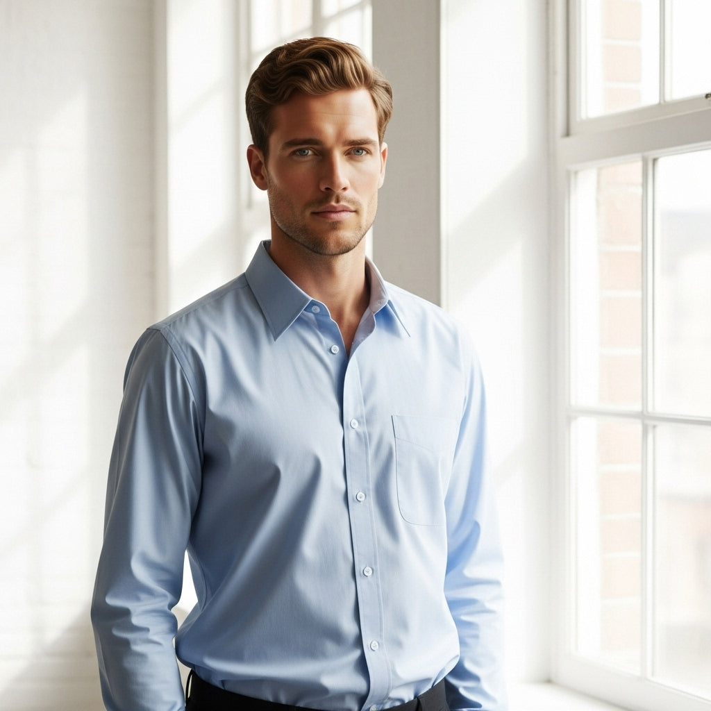 Biz Collection S10510 Base Business LS Shirt in Blue
