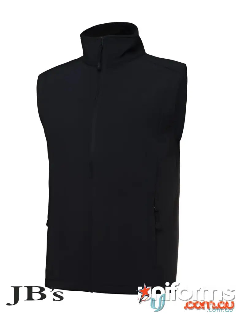 Sleeveless black soft shell vest for work or sports uniforms in Basscare HC-EMB collection