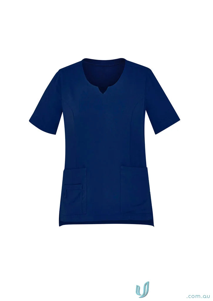 Biz Collection CST942LS Avery Ladies Round Neck Scrub Top in Navy