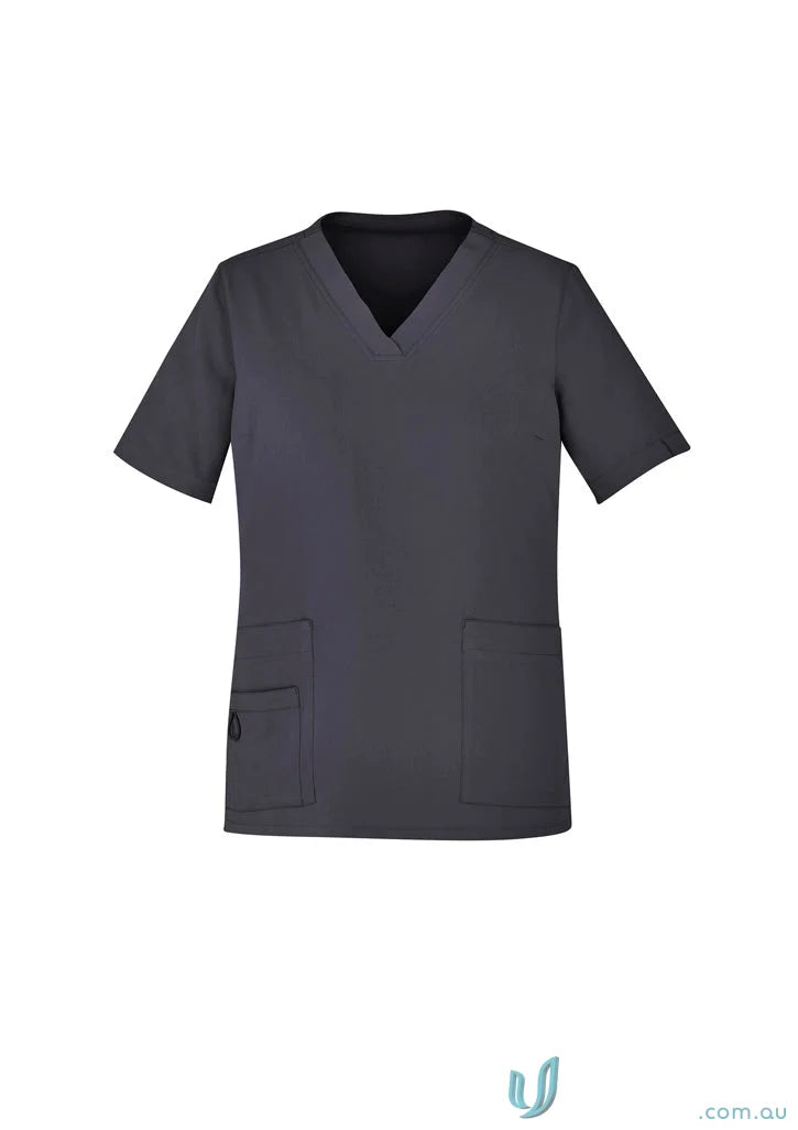 Biz Collection CST941LS Avery Ladies V-Neck Scrub Top in Charcoal