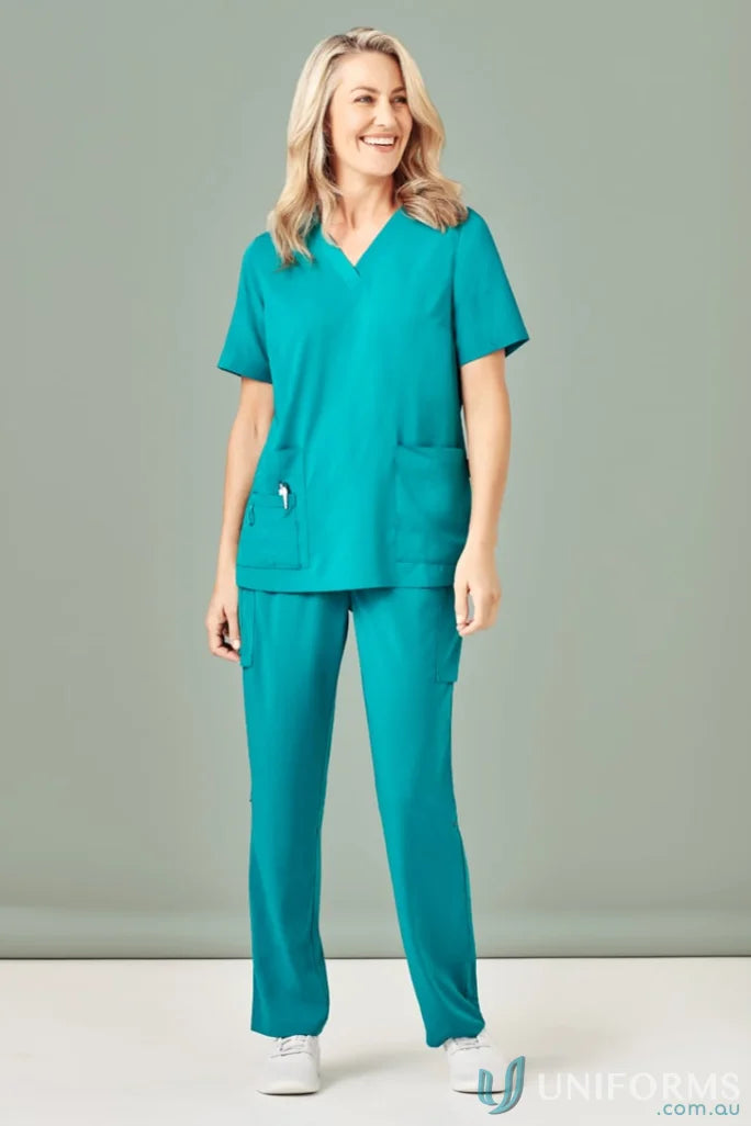 Biz Collection CST941LS Avery Ladies V-Neck Scrub Top in Teal