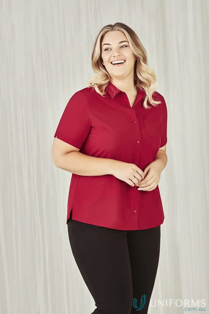Biz Collection CS947LS-1 Bizcare Easy Stretch SS Shirt in Cherry