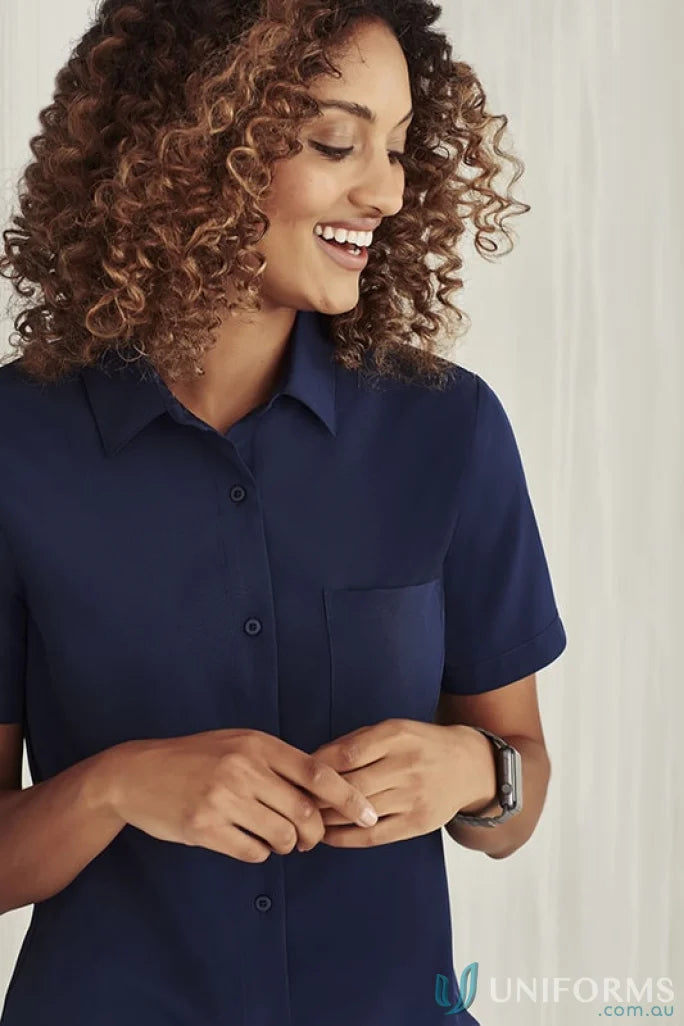 Biz Collection CS947LS-1 Bizcare Easy Stretch SS Shirt in Navy