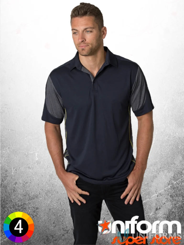 Man in Black Kanvas Contrast Polo with aegis microbe shield and cooldry polyester fabric