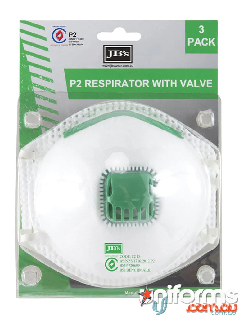 Disposable Respirators - High-Performance Protection for Every Environment 8C15 Blister (3pc) P2 Respirator With Valve front product image