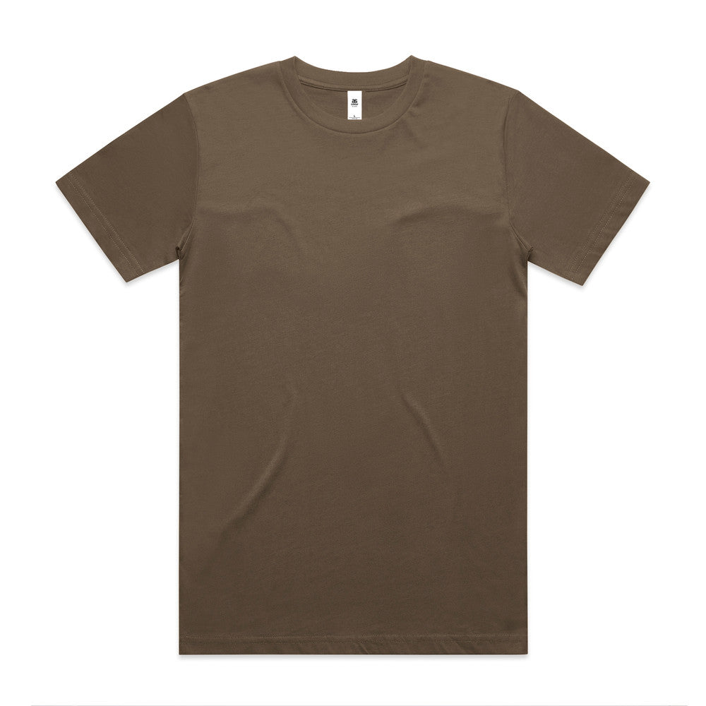 Block tubular tee in olive green with crew neck and subtle stitching
