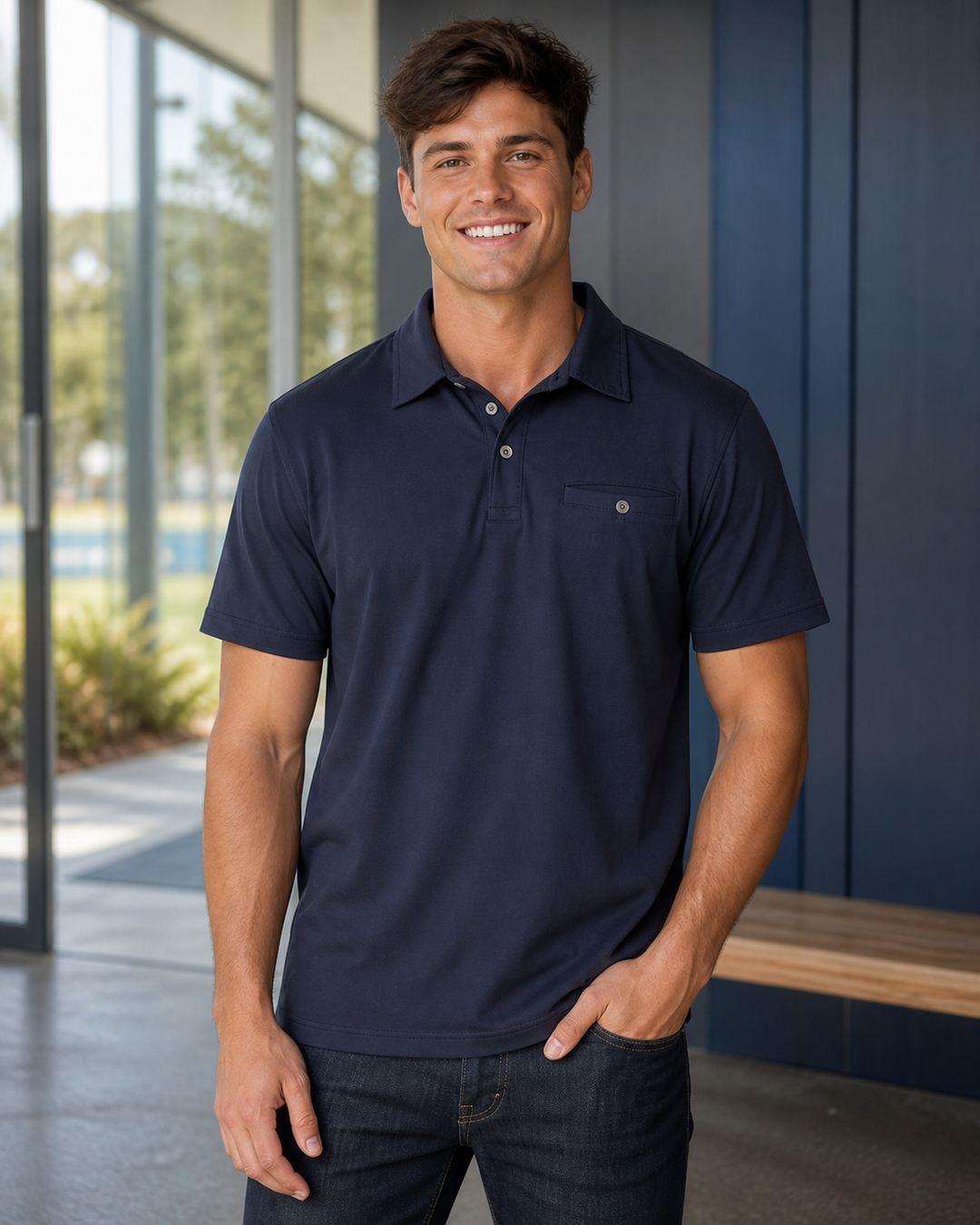 Boston SS Polo worn by Australian male model