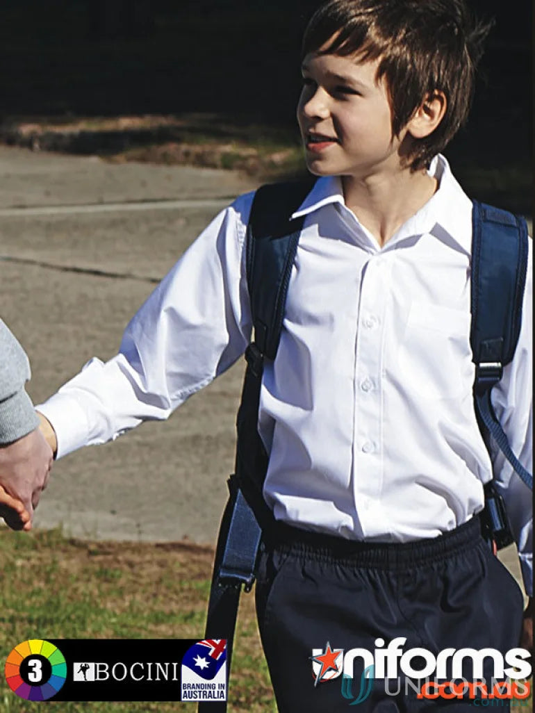 Bocini CS1310 Boys LS School Shirt in White
