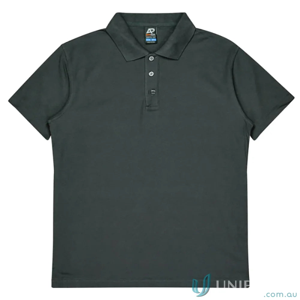 Dark gray Hunter Kids Polo in pique knit perfect for kids’ uniforms and workwear
