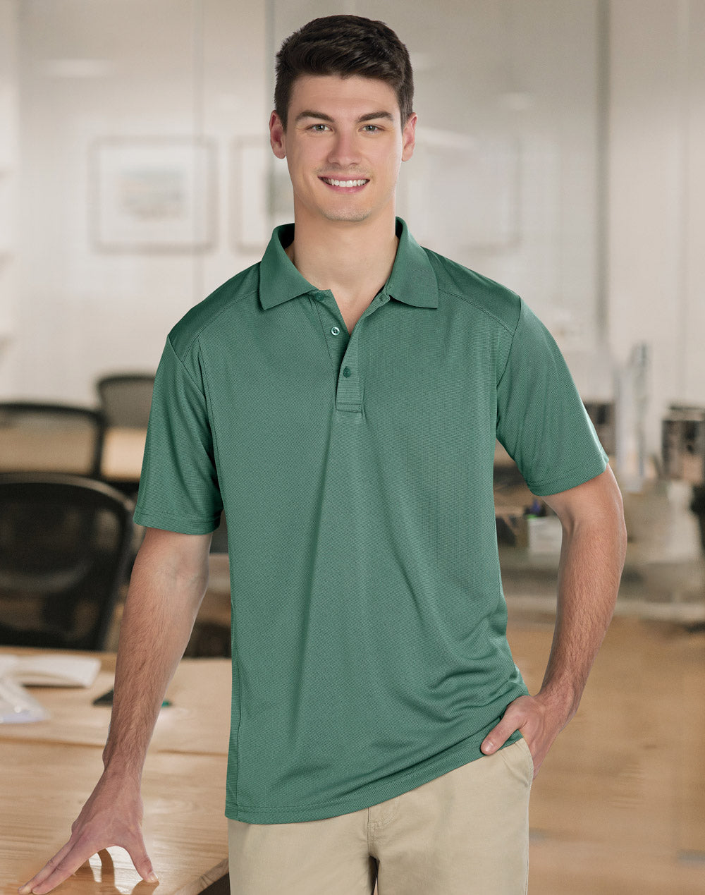 Winning Spirit PS59 Breathable Bamboo Charcoal Polo in Mineral Green
