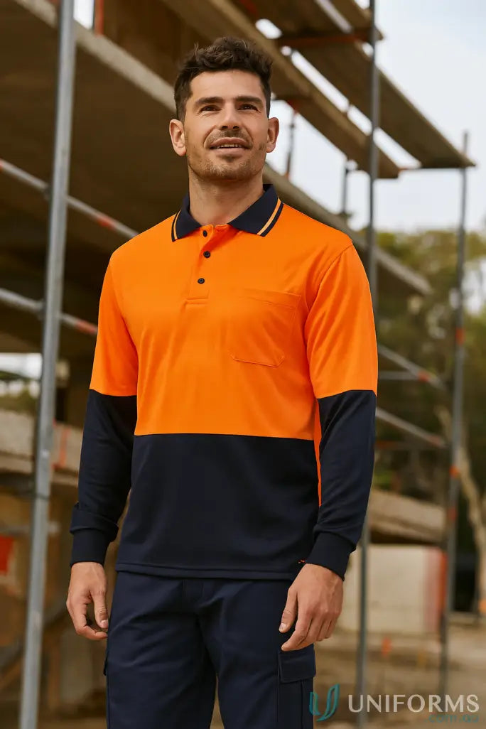 JBs 6HJNL Breathable HiVis Jacquard LS Polo front product image