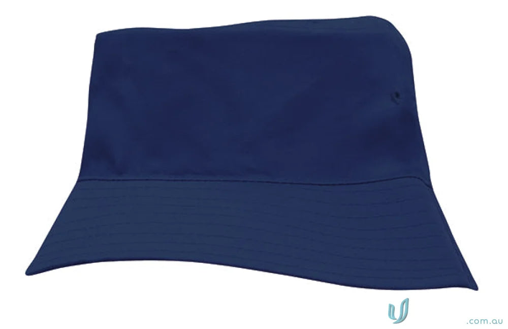 Plain navy blue bucket hat made of breathable poly twill, great for uniforms or workwear
