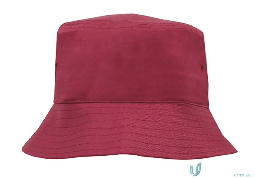 Red bucket hat for kids, perfect for uniforms or workwear, check our faq link