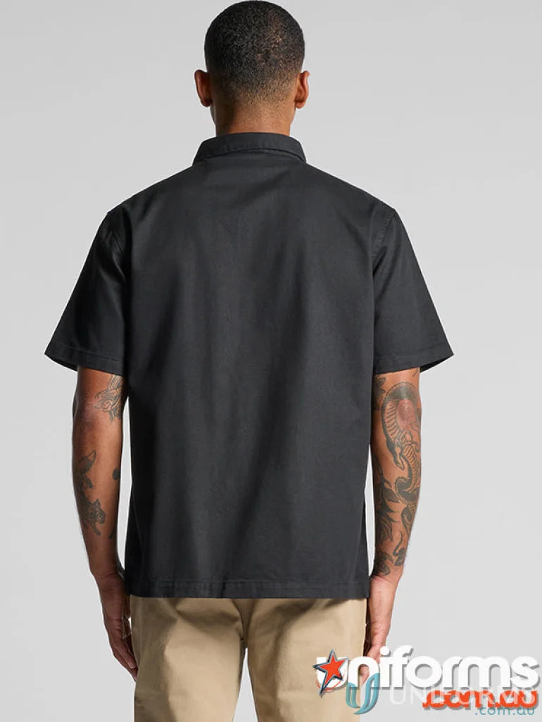 Black short-sleeved Brewery Shirt, perfect workwear for uniforms and casual work uniforms
