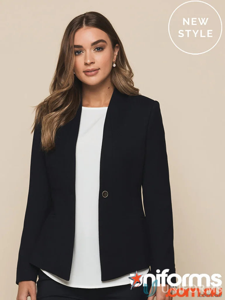 Black woman’s textured crop jacket in the Bronte Textured Crop Jacket collection