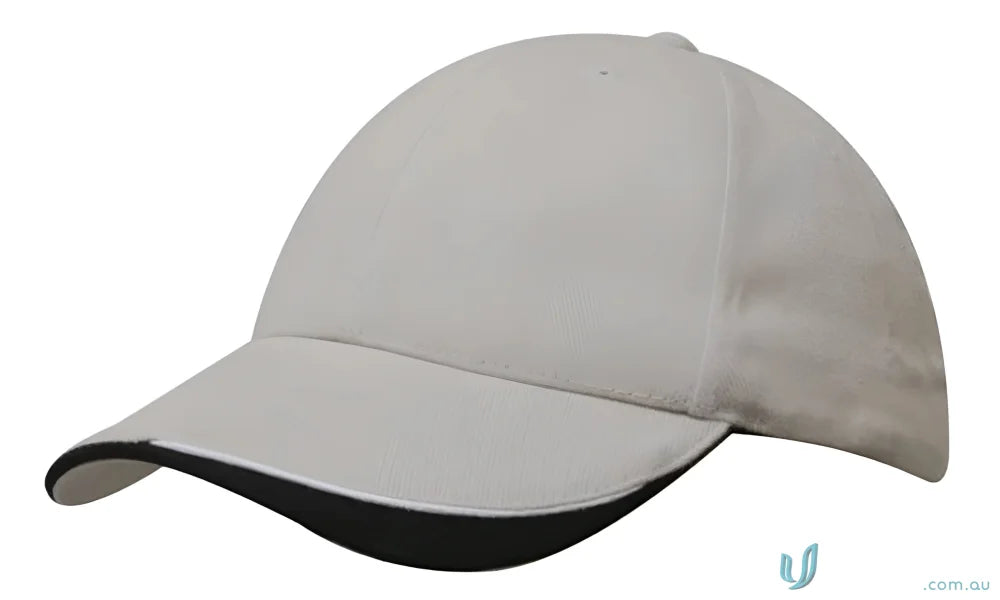Gray and black baseball cap with brushed heavy sports twill and contour trim