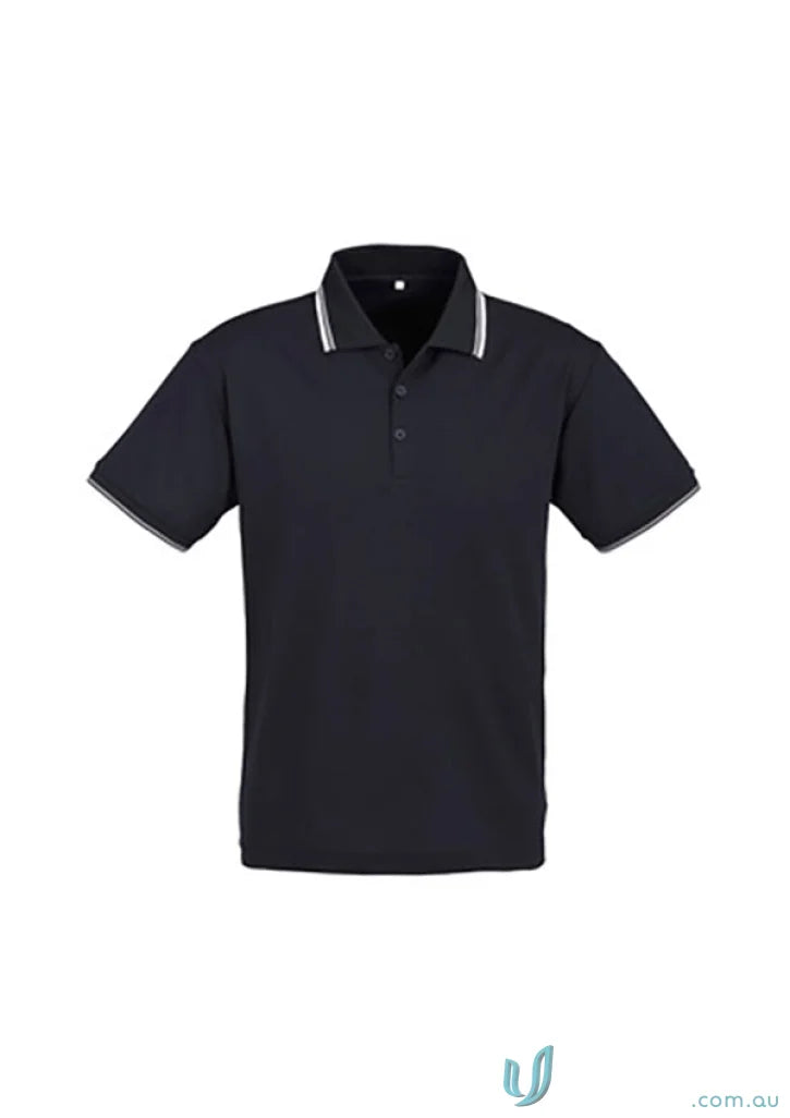 Cambridge Short Sleeve Biz Collection Mens P227MS black polo shirt with white trim