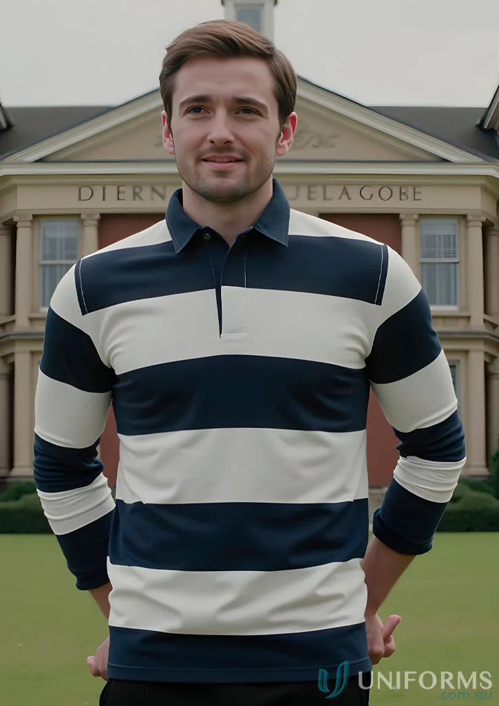 JBs 3SR Cambridge Striped Rugby Jumper in Navy/White