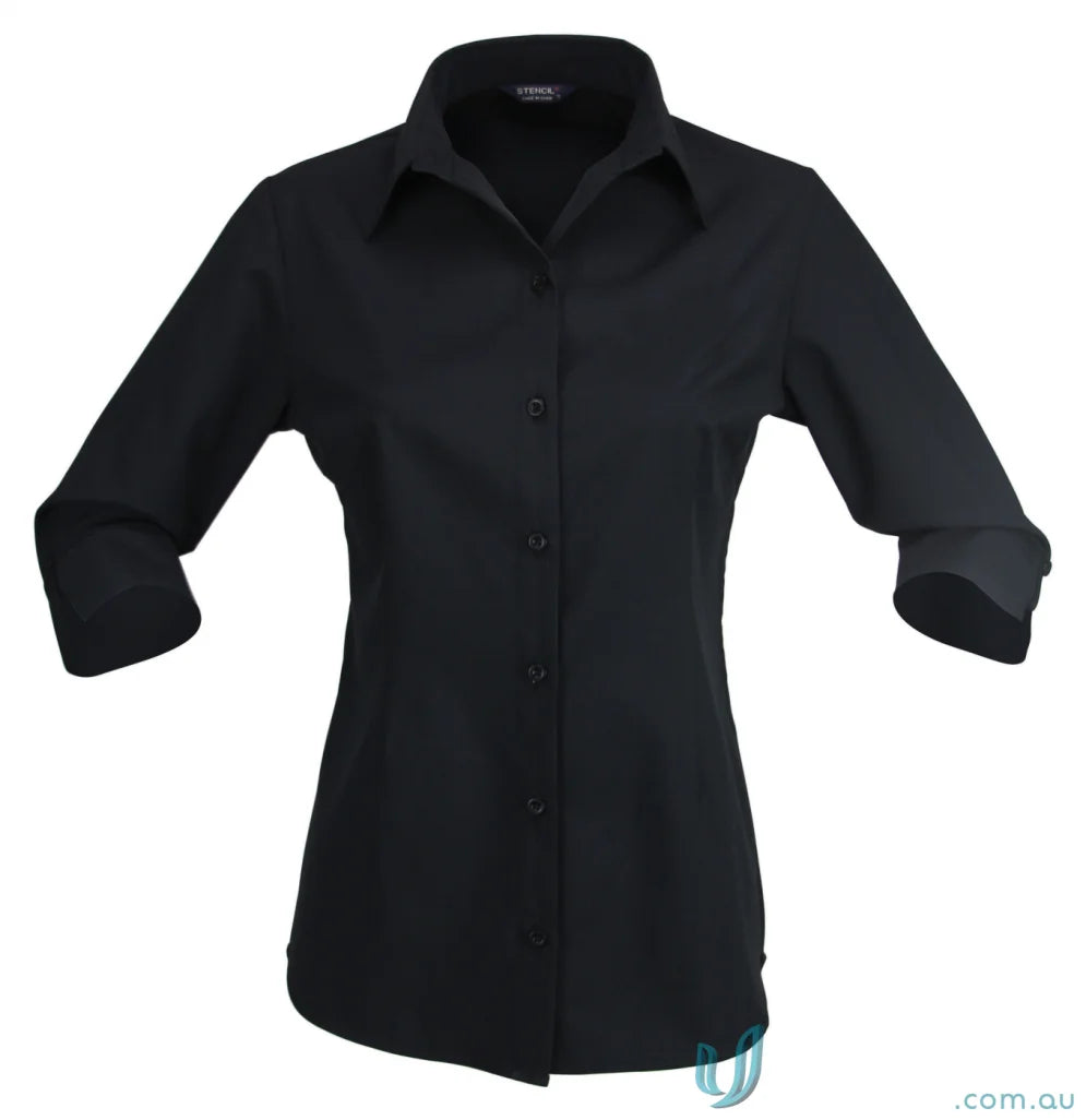 Stencil 2135Q Candidate Ladies 3/4 Sleeve Shirts in Black