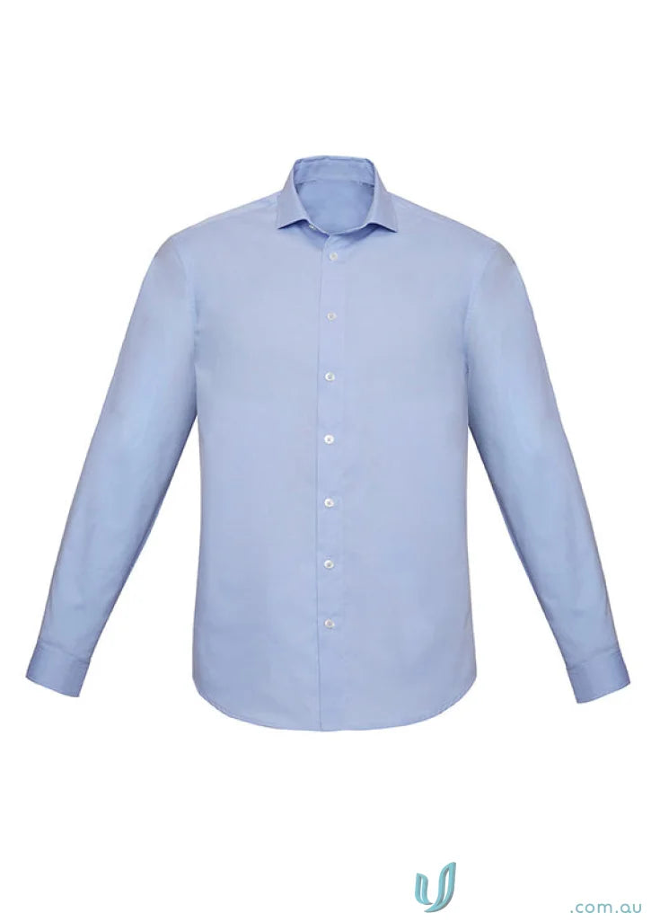 Charlie Slim Fit LS Shirt in light blue with mechanical stretch and white buttons