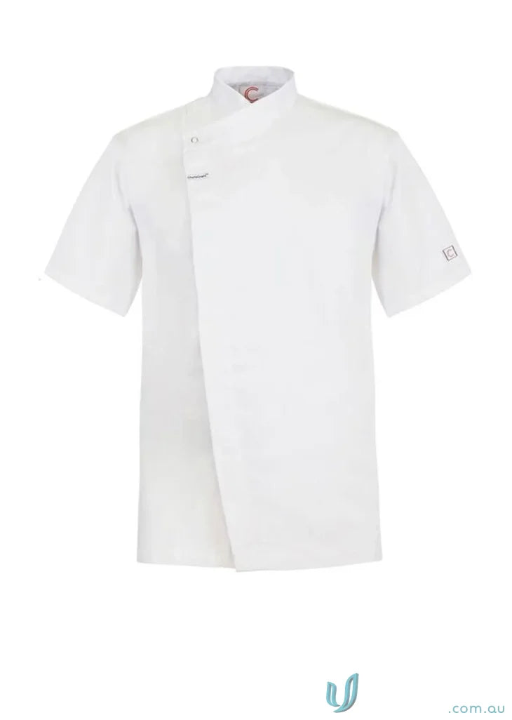 WorkCraft CJ041 Chef SS Tunic with Concealed Press Studs in White