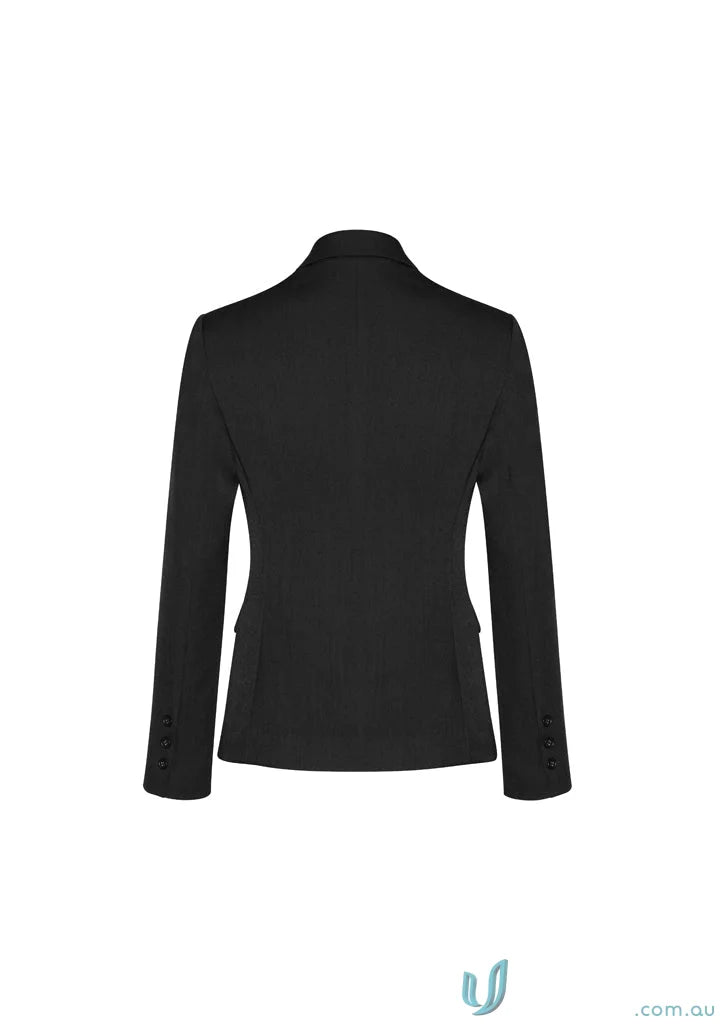 Black tailored blazer from Comfort Wool 2 Button Mid Length Jacket with embroidery access zip