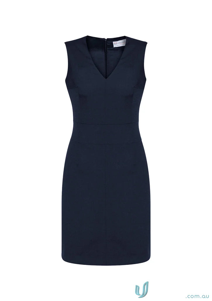 Comfort Wool Sleeveless V-Neck Dress for women’s sleeveless occasions in navy color
