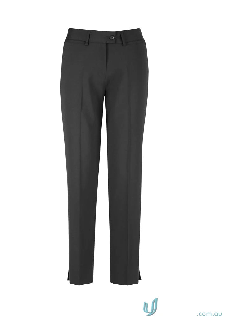 Dark gray comfort wool stretch slim leg pant for a sleek, comfy look
