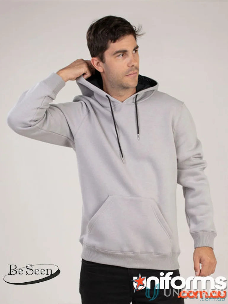 Gray hooded sweatshirt made from premium brushed fleece with recycled polyester details for eco-friendly style