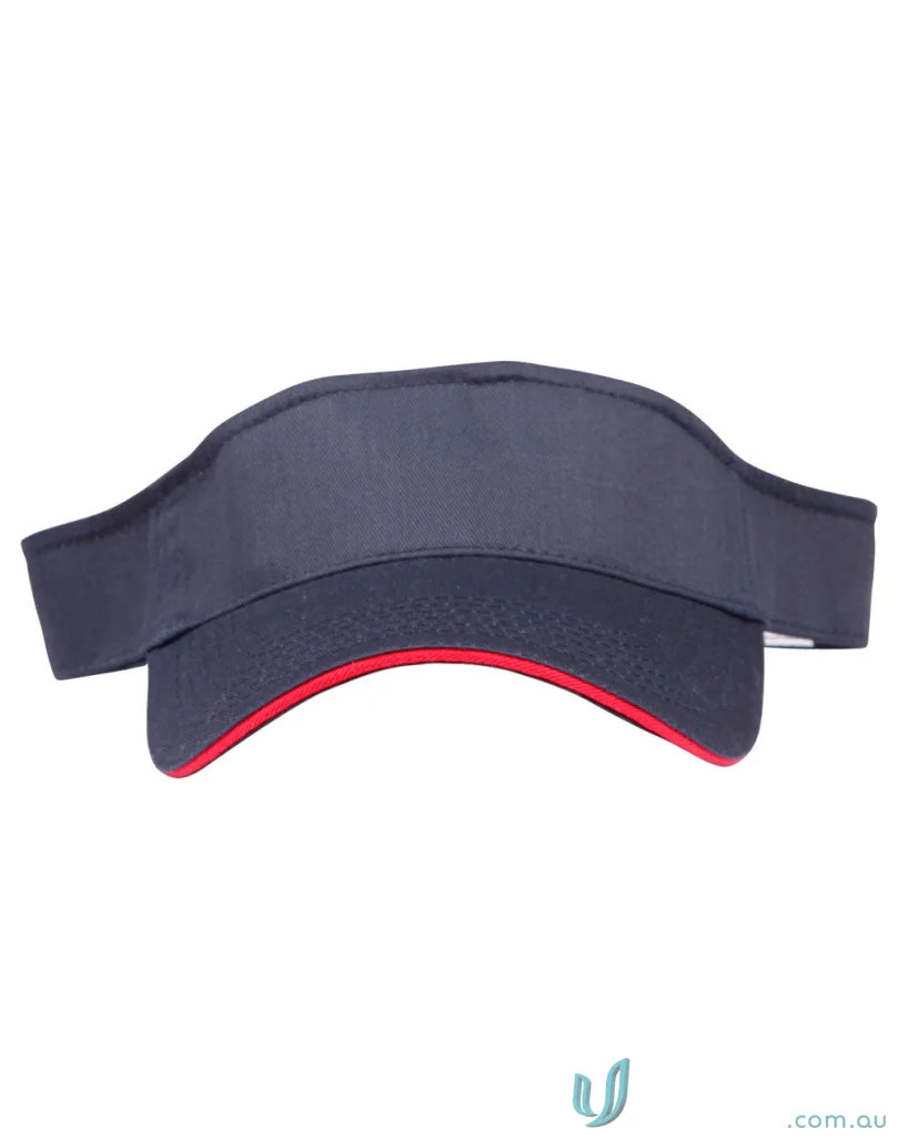 Gray visor with red trim from Winning Spirit Contrast Sandwich Visor line, ch49 contrast sandwich