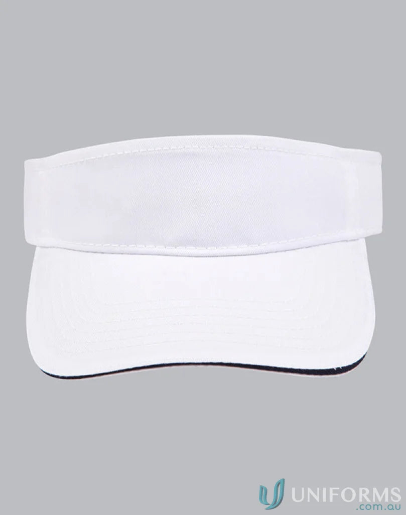 White sun visor from Winning Spirit Contrast featuring ch49 contrast sandwich visor design