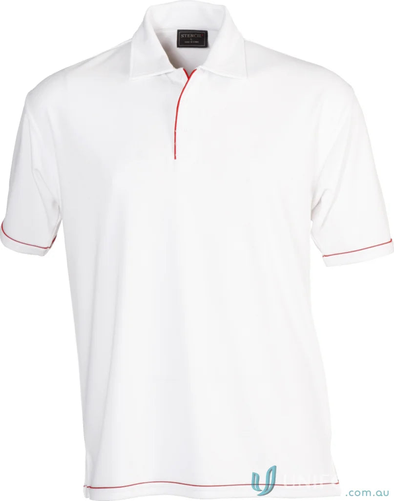 Stencil 1010B Cool Dry 2 Polo in White/Red