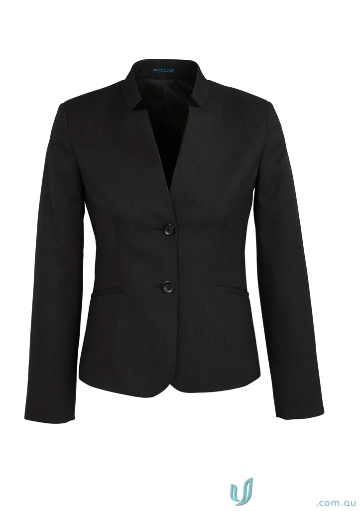 Black womens cool stretch short blazer with reverse lapel from Biz Collection Cool