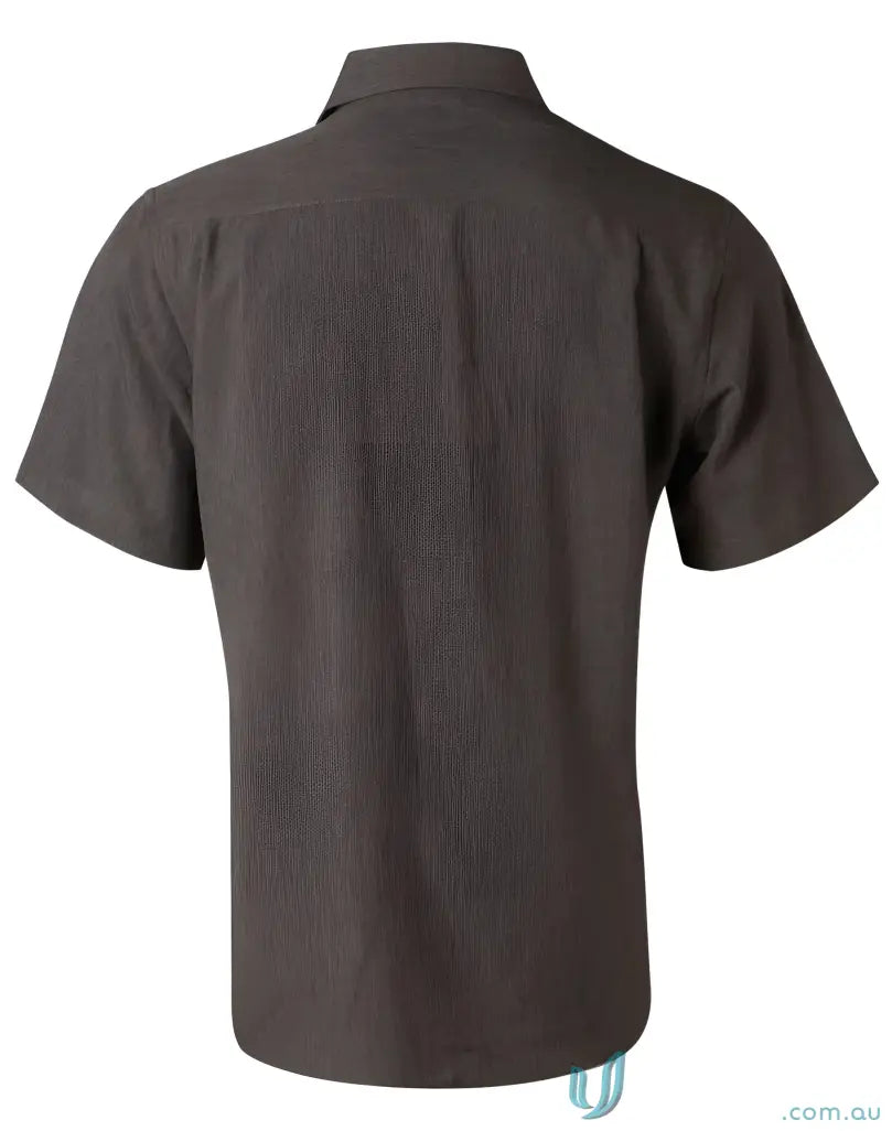 Winning Spirit M7600S mens cooldry short sleeve brown button-down shirt