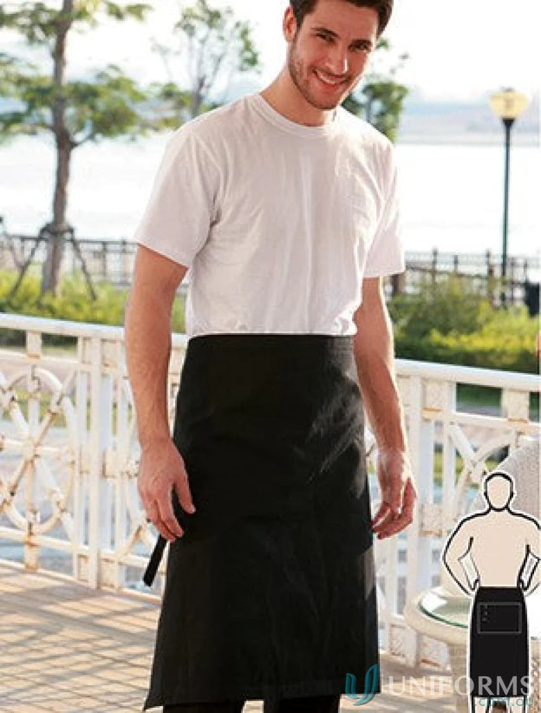 Bocini WA0392 Cotton Drill Three Quarter Apron Without Pocket in White front product image
