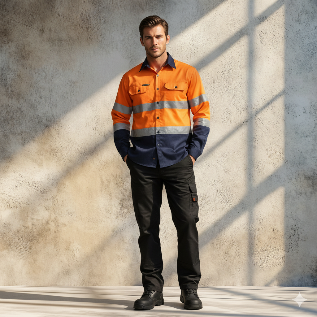 WorkCraft WS6030 Cotton Shirt With CSR Tape in orange