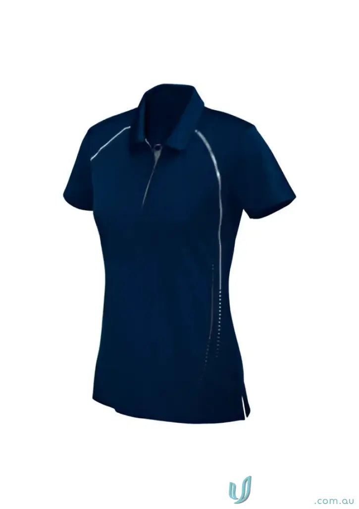 Mens cyber polo Navy blue polo shirt with silver accents from Biz Collection Cyber p604ms
