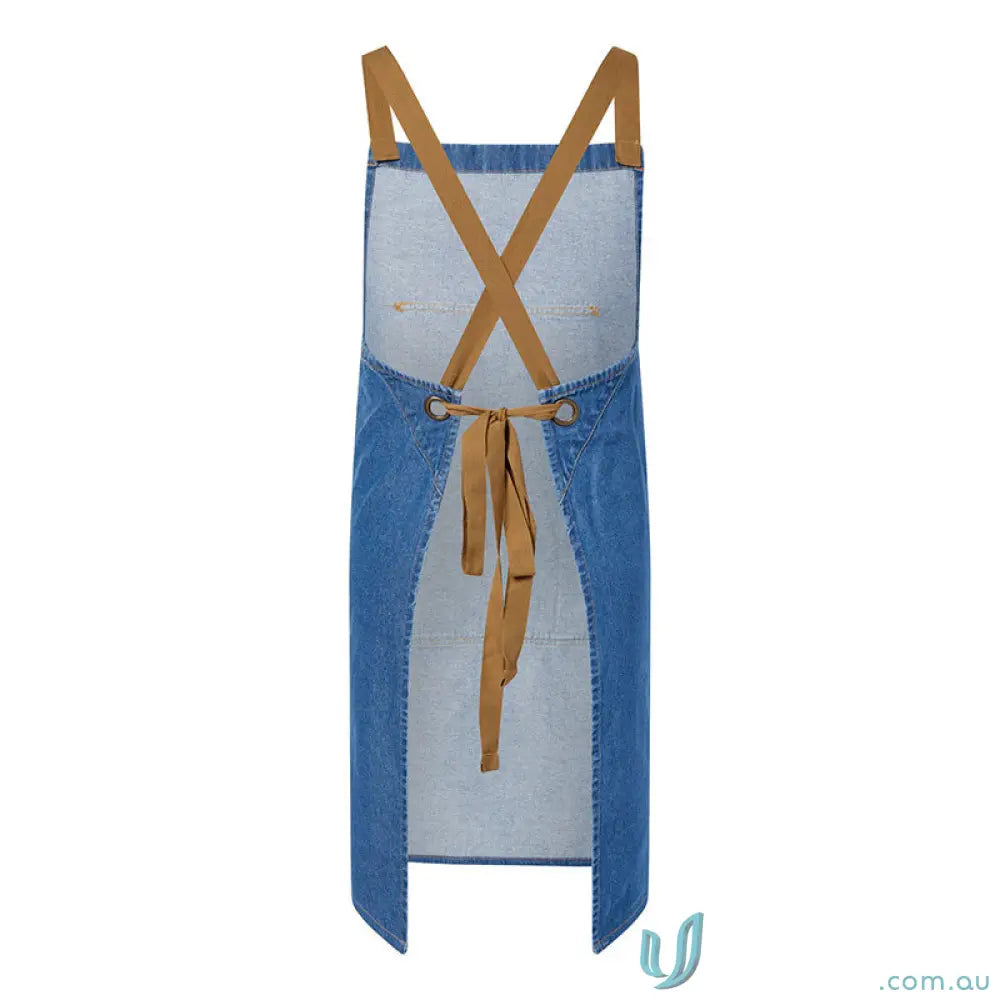 WorkCraft CA033 Denim Bib Apron With Pouch in blue