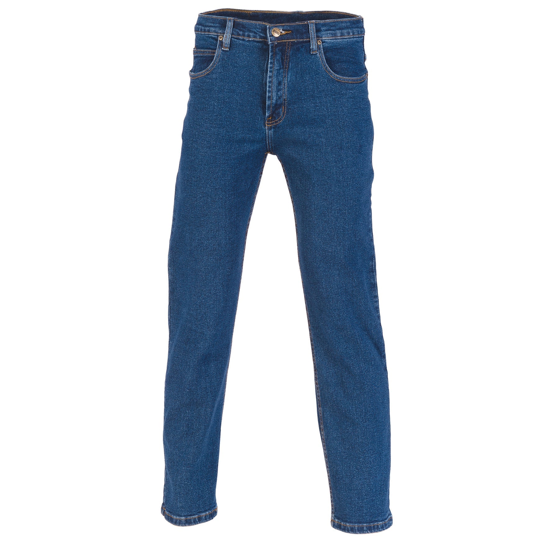 Classic cotton denim jeans with straight-leg cut and traditional stitching