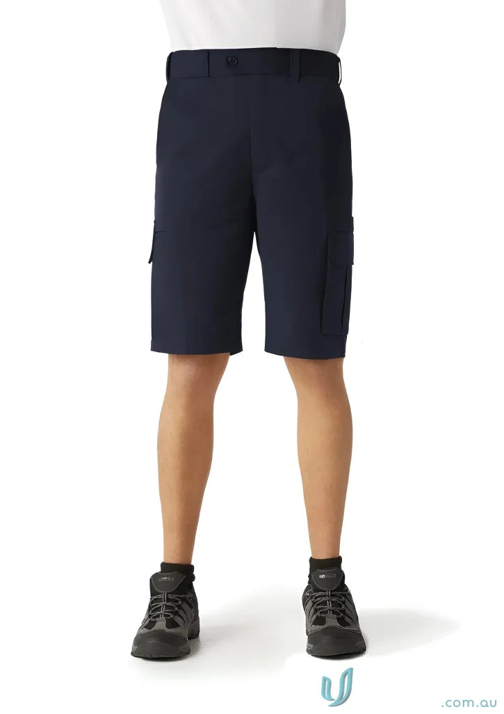 Mens Detroit short navy blue cargo shorts with biz flexi-band waistband from Biz Collection Detroit