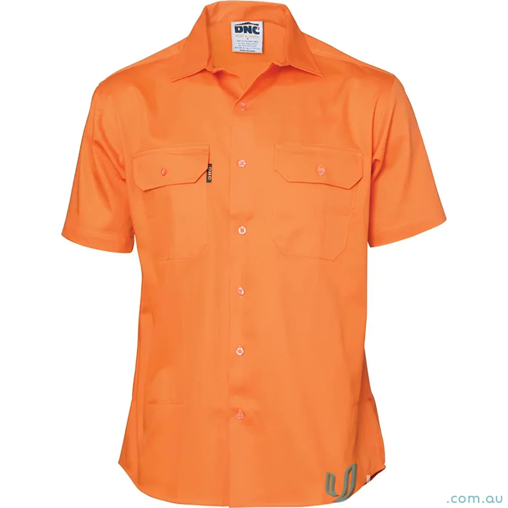 Orange short-sleeved work shirt from DNC Breeze Work SS Shirt for uniforms and workwear