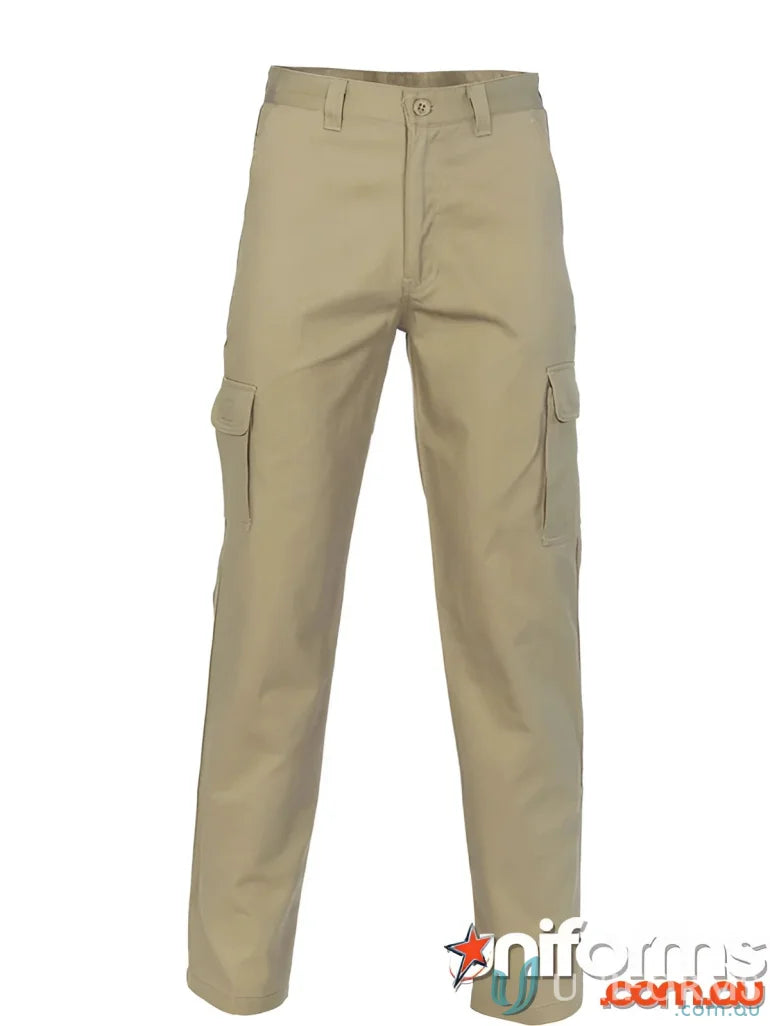 Stylish Khaki Cotton Drill Cargo Pants from DNC, perfect for casual looks