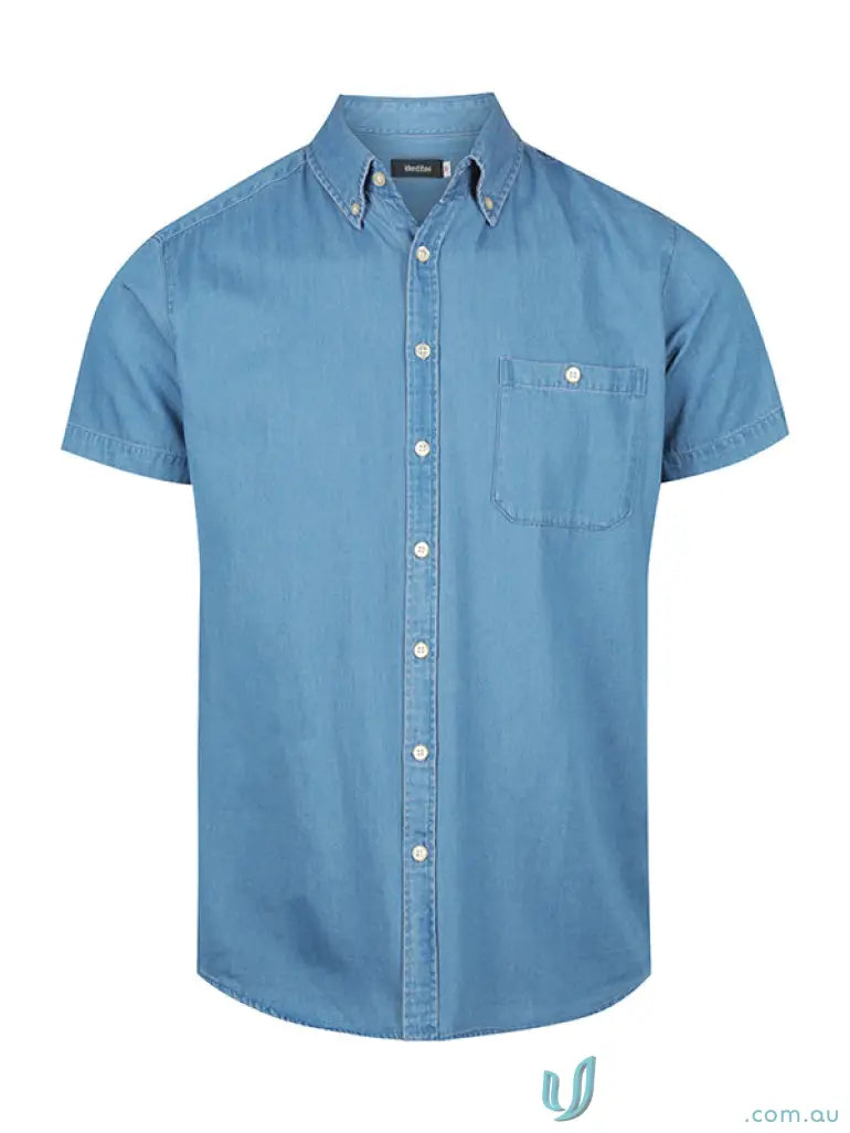 Blue short-sleeved shirt perfect for workwear or uniforms from Dylan Denim S/S Shirt