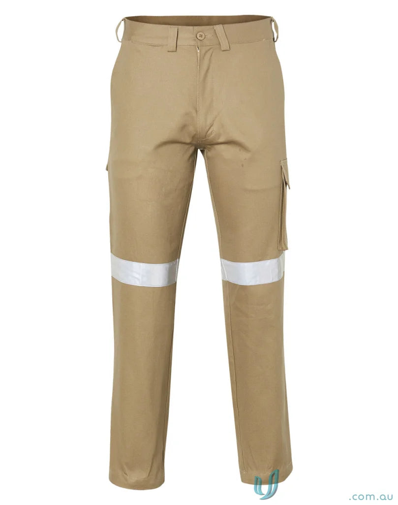 Eldarin 3M Taped Drill STOUT Pants with khaki work pants and reflective stripes for work uniforms
