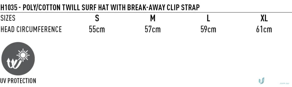 Eldarin Brimmed Hat size chart for workwear and uniforms online shopping
